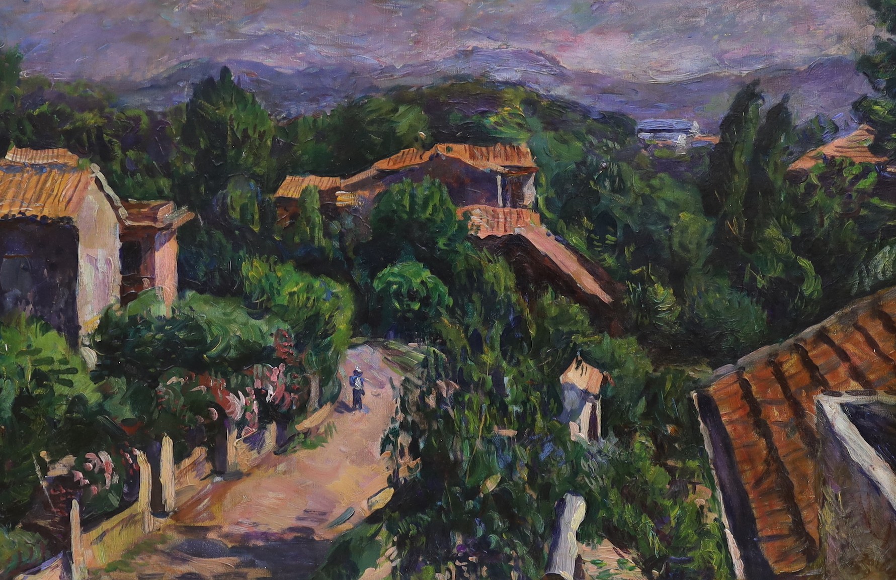 Arthur Ewan Forbes-Dalrymple (1912-1970), oil on canvas, 'La Napoule, Alpes, Maritimes', signed with 1948 Royal Academy labels verso, 60 x 90cm